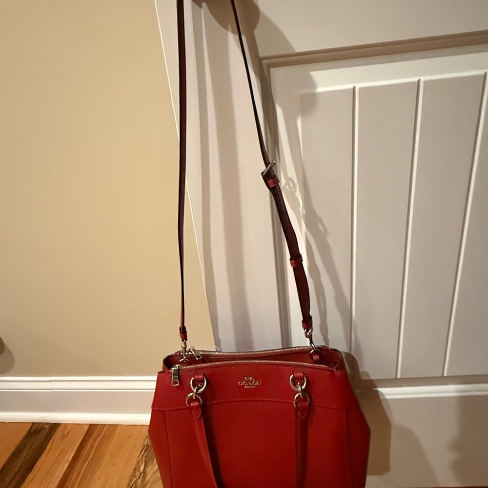Coach Brooke Carryall Crossbody Leather Red Purse Shoulder Bag G1857-F25397 - Picture 7 of 16